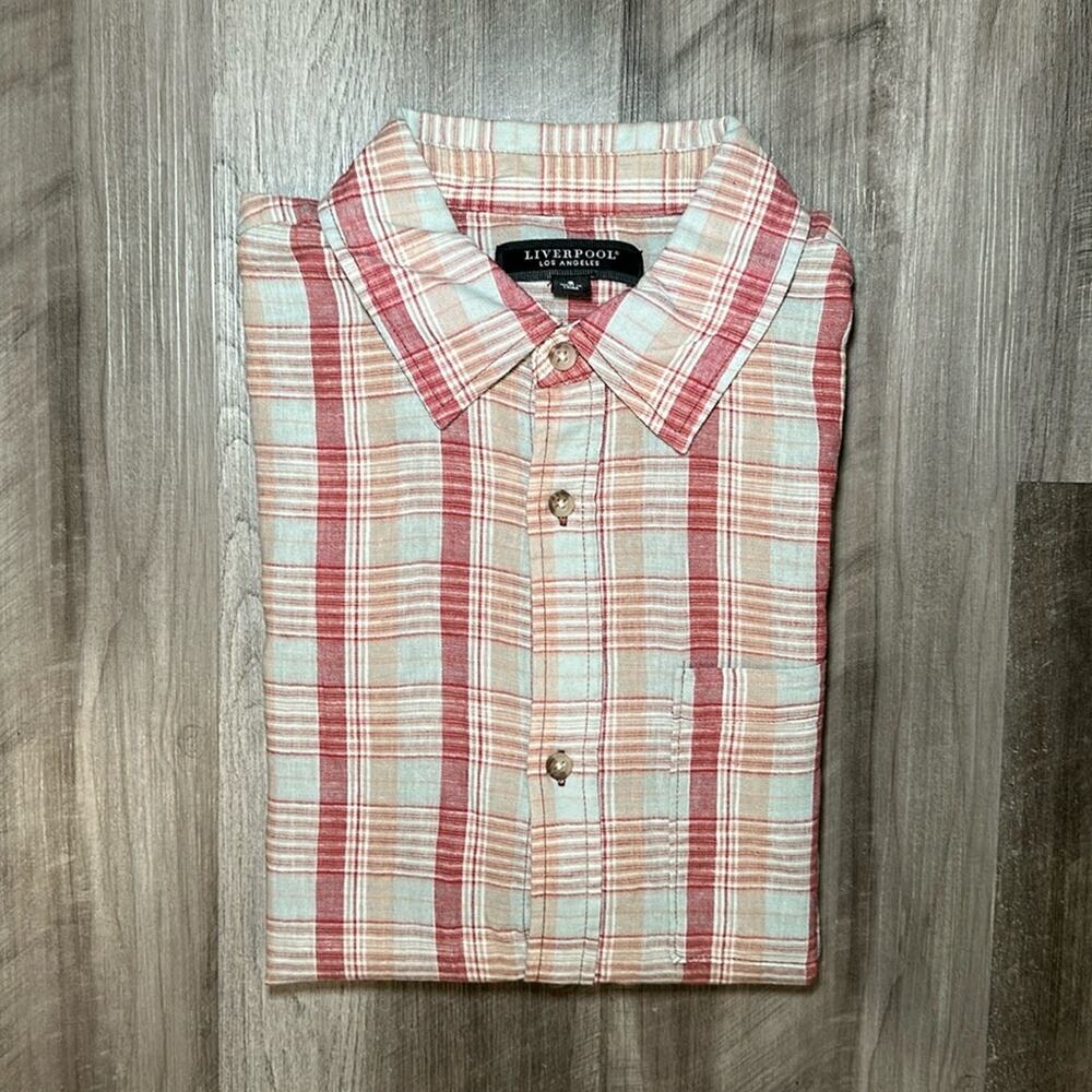 Liverpool Linen Blend Short Sleeve Button Down - Small